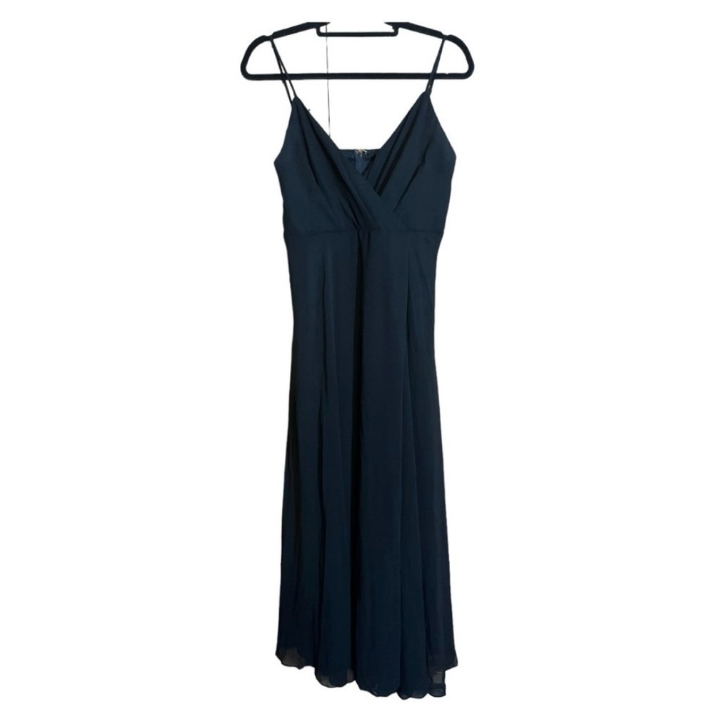 Birdy Grey Black v neck spaghetti strap full length maxi Formal dress size large